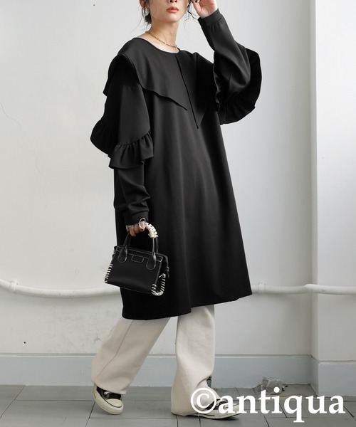 antiqua(アンティカ)の「フリルポンチワンピース(ワンピース・レディース・ブラック・ONESIZE)」の17枚目の写真