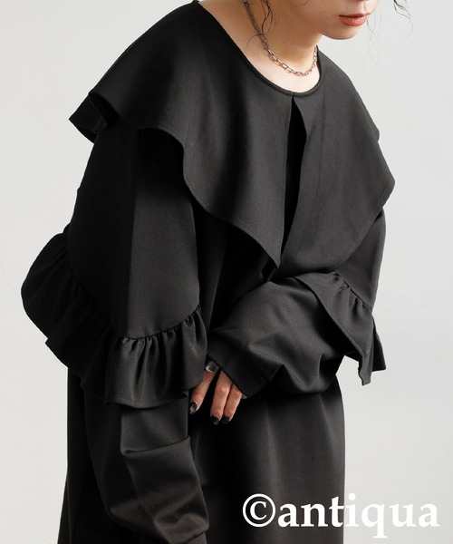 antiqua(アンティカ)の「フリルポンチワンピース(ワンピース・レディース・ブラック・ONESIZE)」の18枚目の写真