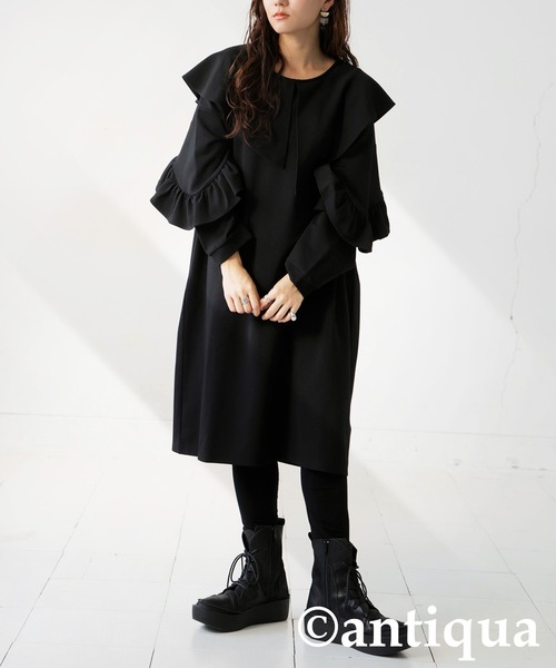 antiqua(アンティカ)の「フリルポンチワンピース(ワンピース・レディース・ブラック・ONESIZE)」の21枚目の写真