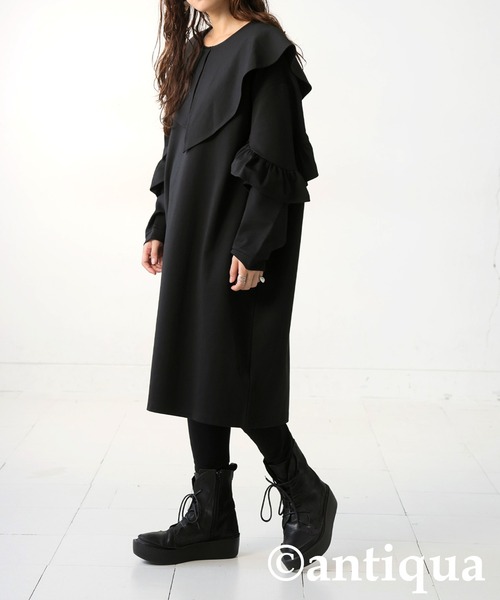 antiqua(アンティカ)の「フリルポンチワンピース(ワンピース・レディース・ブラック・ONESIZE)」の22枚目の写真