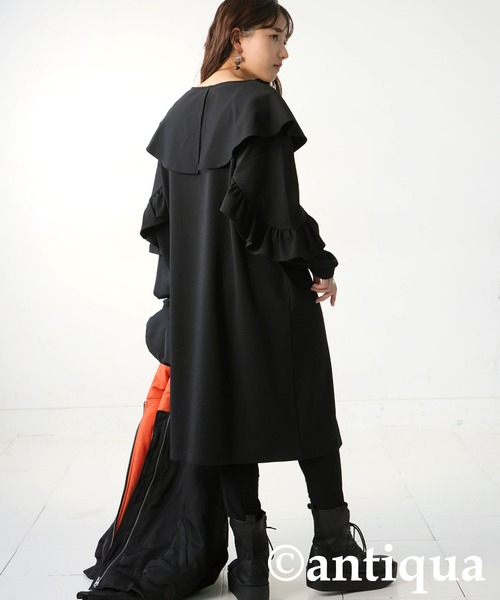 antiqua(アンティカ)の「フリルポンチワンピース(ワンピース・レディース・ブラック・ONESIZE)」の3枚目の写真