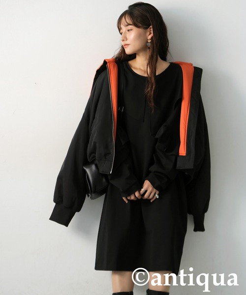 antiqua(アンティカ)の「フリルポンチワンピース(ワンピース・レディース・ブラック・ONESIZE)」の4枚目の写真