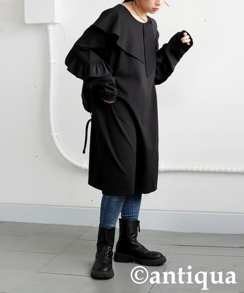 antiqua(アンティカ)の「フリルポンチワンピース(ワンピース・レディース・ブラック・ONESIZE)」の8枚目の写真