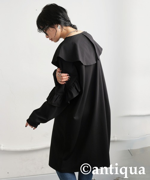antiqua(アンティカ)の「フリルポンチワンピース(ワンピース・レディース・ブラック・ONESIZE)」の9枚目の写真