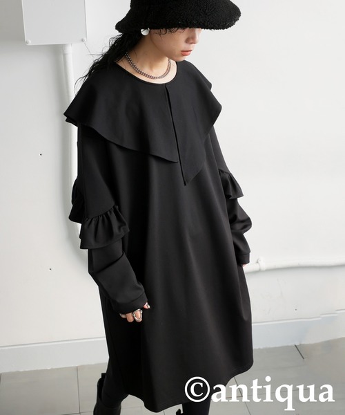 antiqua(アンティカ)の「フリルポンチワンピース(ワンピース・レディース・ブラック・ONESIZE)」の10枚目の写真