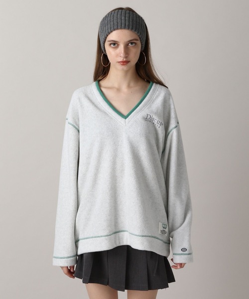 DISCUS（ディスカス）の「【2024FW】DISCUSＶネックフリースプルオーバー（スウェット・レディース・ナチュラル/ネイビー・FREE）」の12枚目の写真