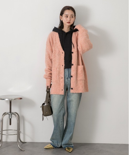 ad thie(アドティエ)の「ポケット付き 裏毛ショートフーディー(パーカー・レディース・チャコール/アイボリー/ブラック/ブルー/杢グレー/レッド/ブラウン・FREE)」の15枚目の写真