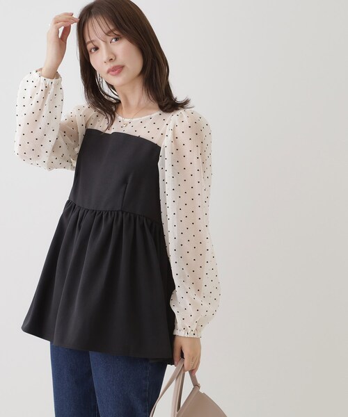 couture brooch（クチュールブローチ）の「◆ハートフロッキードッキングチュニック（チュニック・レディース・ブラック系/ホワイト系3・40/38）」の2枚目の写真