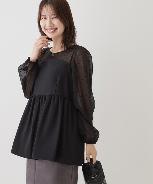 couture brooch（クチュールブローチ）の「◆ハートフロッキードッキングチュニック（チュニック・レディース・ブラック系/ホワイト系3・40/38）」の3枚目の写真