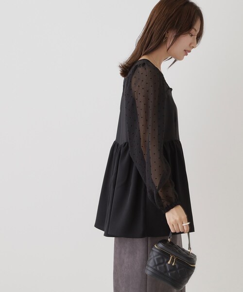 couture brooch（クチュールブローチ）の「◆ハートフロッキードッキングチュニック（チュニック・レディース・ブラック系/ホワイト系3・40/38）」の4枚目の写真