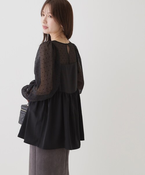 couture brooch（クチュールブローチ）の「◆ハートフロッキードッキングチュニック（チュニック・レディース・ブラック系/ホワイト系3・40/38）」の5枚目の写真