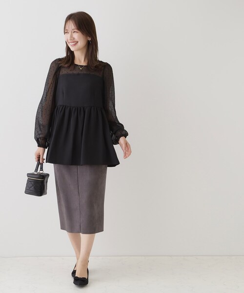 couture brooch（クチュールブローチ）の「◆ハートフロッキードッキングチュニック（チュニック・レディース・ブラック系/ホワイト系3・40/38）」の6枚目の写真