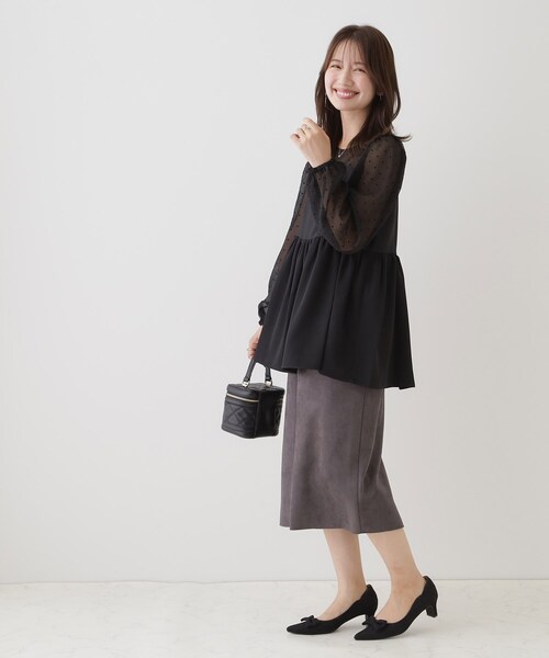 couture brooch（クチュールブローチ）の「◆ハートフロッキードッキングチュニック（チュニック・レディース・ブラック系/ホワイト系3・40/38）」の7枚目の写真