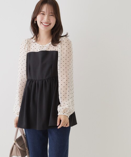 couture brooch（クチュールブローチ）の「◆ハートフロッキードッキングチュニック（チュニック・レディース・ブラック系/ホワイト系3・40/38）」の10枚目の写真