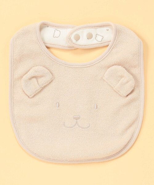 COMME CA ISM(コムサイズム)の「【リバーシブル】クマ耳付き スタイ(その他ベビー用品・キッズ・モカ/アイボリー・FREE)」の2枚目の写真