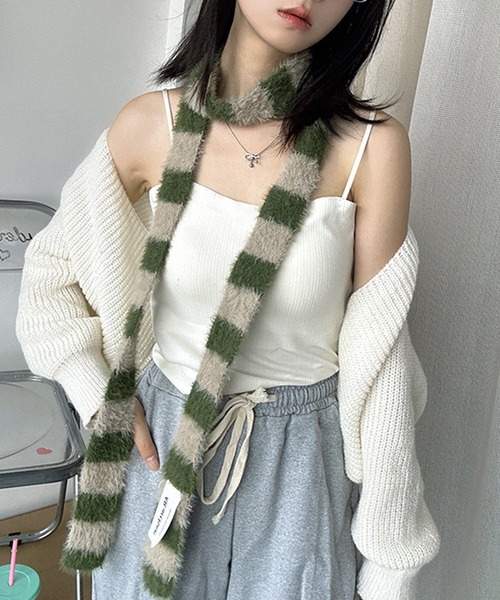 Chiina（チーナ）の「Chiina/マルチボーダーシャギー スリムマフラー