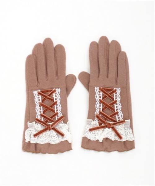 axes femme（アクシーズファム）の「レースアップベロアリボン手袋（手袋・レディース・ベージュ/ワイン/ブラック・FREE）」の13枚目の写真