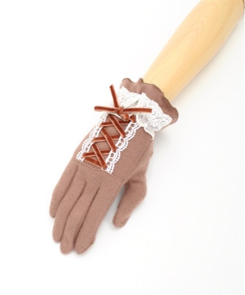axes femme（アクシーズファム）の「レースアップベロアリボン手袋（手袋・レディース・ベージュ/ワイン/ブラック・FREE）」の19枚目の写真