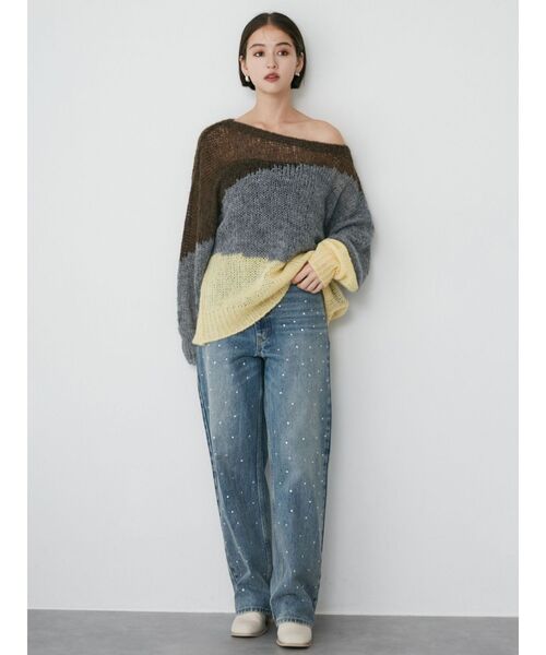 MURUA（ムルーア）の「ブロックシアーニット【WEB限定】（ニット/セーター・レディース・グレー/ネイビー・FREE）」の12枚目の写真