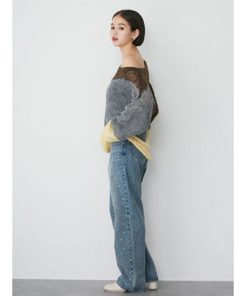 MURUA（ムルーア）の「ブロックシアーニット【WEB限定】（ニット/セーター・レディース・グレー/ネイビー・FREE）」の13枚目の写真