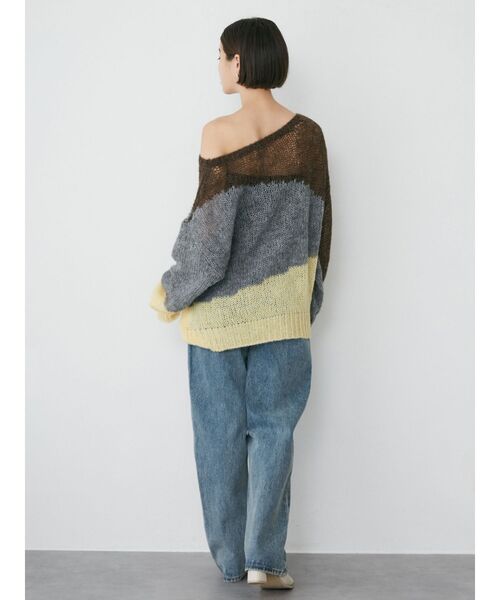 MURUA（ムルーア）の「ブロックシアーニット【WEB限定】（ニット/セーター・レディース・グレー/ネイビー・FREE）」の14枚目の写真