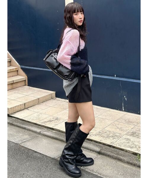 MURUA（ムルーア）の「ブロックシアーニット【WEB限定】（ニット/セーター・レディース・グレー/ネイビー・FREE）」の18枚目の写真