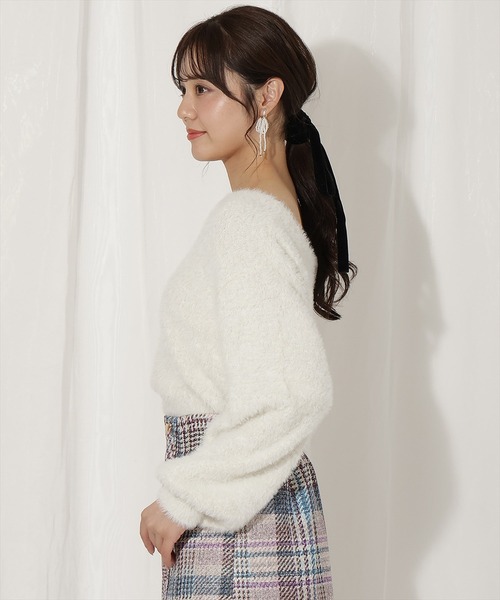 WILLSELECTION（ウィルセレクション）の「ラメフェザー2WAYニット（ニット/セーター・レディース・ブラック/オフホワイト/ベージュ/ピンク・FREE）」の6枚目の写真