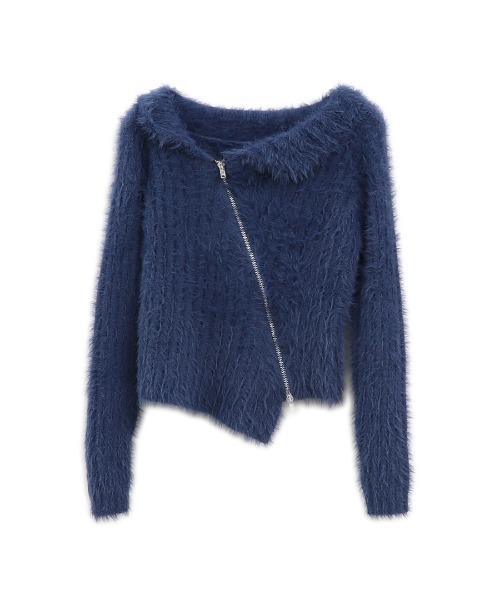 LVEU.（ラブユ.）の「【LVEU.】アシメジップオフショルシャギーニット / トップス オフショルダー アシンメトリー ダブルジップ クロップド ショート ブラック カーキ ブルー（ニット/セーター・レディース・ブラック/カーキ/ブルー・FREE）」の22枚目の写真