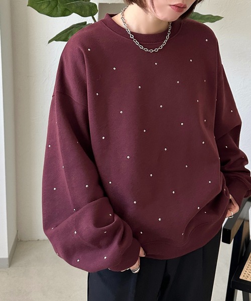 apres jour mignon(アプレジュールミニョン)の「スタッズ付きスウェット【ZOZOTOWN限定アイテム】(スウェット・レディース・ボルドー/グレー/ブラック・フリー/X-LARGE)」の19枚目の写真