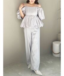 MERCURYDUO | タフタバルーンペプラムロンパース(サロペット/オーバーオール)