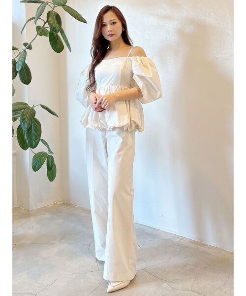 MERCURYDUO（マーキュリーデュオ）の「タフタバルーンペプラムロンパース（サロペット/オーバーオール・レディース・アイボリー/ブラック/グレー・SMALL/MEDIUM）」の7枚目の写真