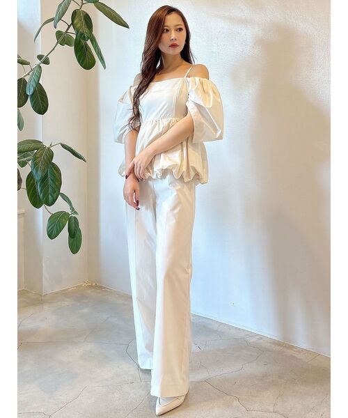 MERCURYDUO（マーキュリーデュオ）の「タフタバルーンペプラムロンパース（サロペット/オーバーオール・レディース・アイボリー/ブラック/グレー・SMALL/MEDIUM）」の9枚目の写真