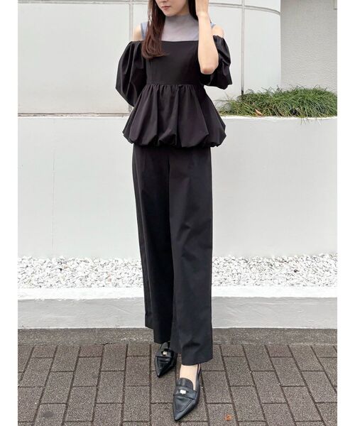 MERCURYDUO（マーキュリーデュオ）の「タフタバルーンペプラムロンパース（サロペット/オーバーオール・レディース・アイボリー/ブラック/グレー・SMALL/MEDIUM）」の14枚目の写真