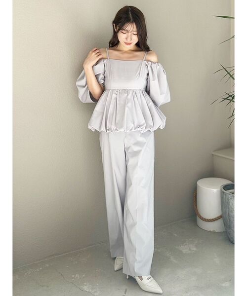MERCURYDUO（マーキュリーデュオ）の「タフタバルーンペプラムロンパース（サロペット/オーバーオール・レディース・アイボリー/ブラック/グレー・SMALL/MEDIUM）」の18枚目の写真