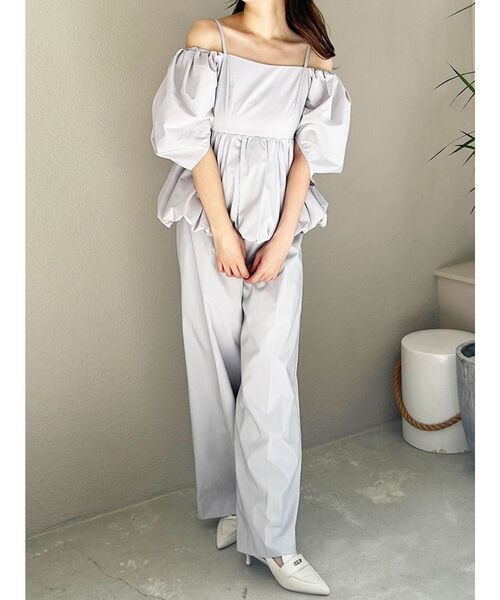 MERCURYDUO（マーキュリーデュオ）の「タフタバルーンペプラムロンパース（サロペット/オーバーオール・レディース・アイボリー/ブラック/グレー・SMALL/MEDIUM）」の19枚目の写真