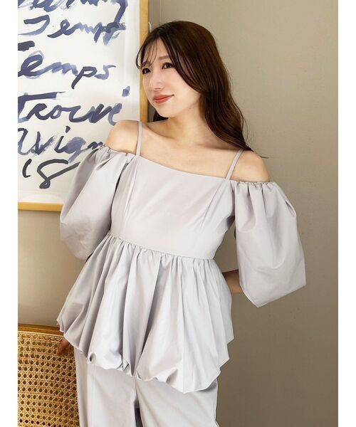 MERCURYDUO（マーキュリーデュオ）の「タフタバルーンペプラムロンパース（サロペット/オーバーオール・レディース・アイボリー/ブラック/グレー・SMALL/MEDIUM）」の21枚目の写真