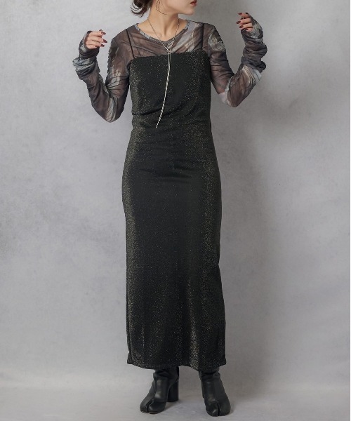 Lull（ルル）の「【Lull / ルル】上品ラメキャミワンピース（ワンピース・レディース・グレー/ブラック/アイボリー・ONESIZE）」の2枚目の写真