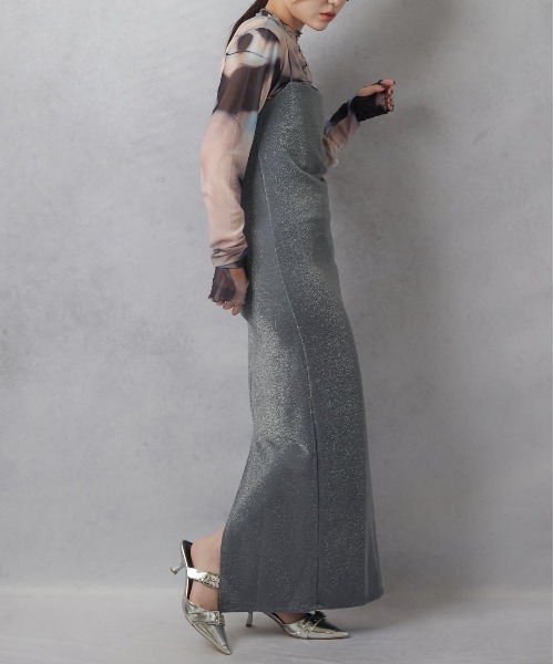 Lull（ルル）の「【Lull / ルル】上品ラメキャミワンピース（ワンピース・レディース・グレー/ブラック/アイボリー・ONESIZE）」の5枚目の写真