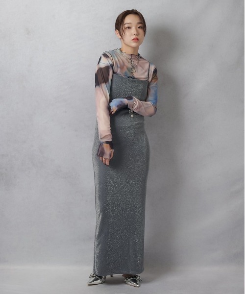 Lull（ルル）の「【Lull / ルル】上品ラメキャミワンピース（ワンピース・レディース・グレー/ブラック/アイボリー・ONESIZE）」の13枚目の写真