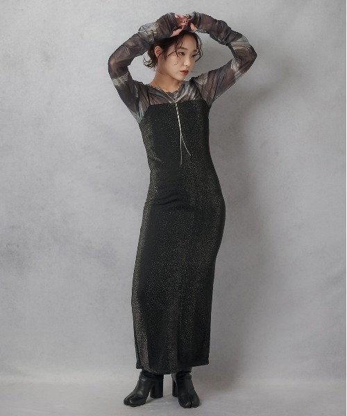 Lull（ルル）の「【Lull / ルル】上品ラメキャミワンピース（ワンピース・レディース・グレー/ブラック/アイボリー・ONESIZE）」の14枚目の写真