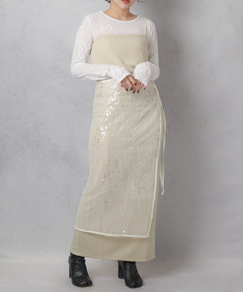 Lull（ルル）の「【Lull / ルル】上品ラメキャミワンピース（ワンピース・レディース・グレー/ブラック/アイボリー・ONESIZE）」の10枚目の写真