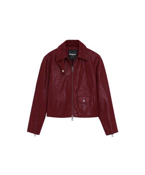 Desigual（デシグアル）の「クロップド丈 フェイクレザー ジャケット（ライダースジャケット・レディース・レッド・S/M/L/XS/XL）」の8枚目の写真