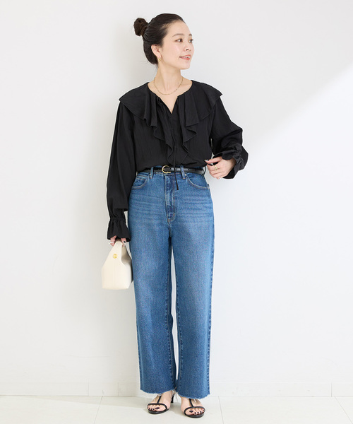 B.C STOCK（ベーセーストック）の「《追加》ラッフルカラーブラウス（シャツ/ブラウス・レディース・ホワイト/ブラック・FREE）」の16枚目の写真