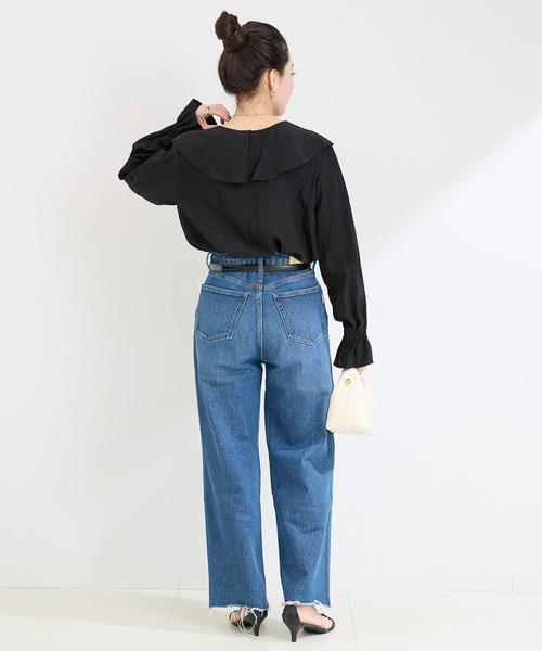 B.C STOCK（ベーセーストック）の「《追加》ラッフルカラーブラウス（シャツ/ブラウス・レディース・ホワイト/ブラック・FREE）」の14枚目の写真