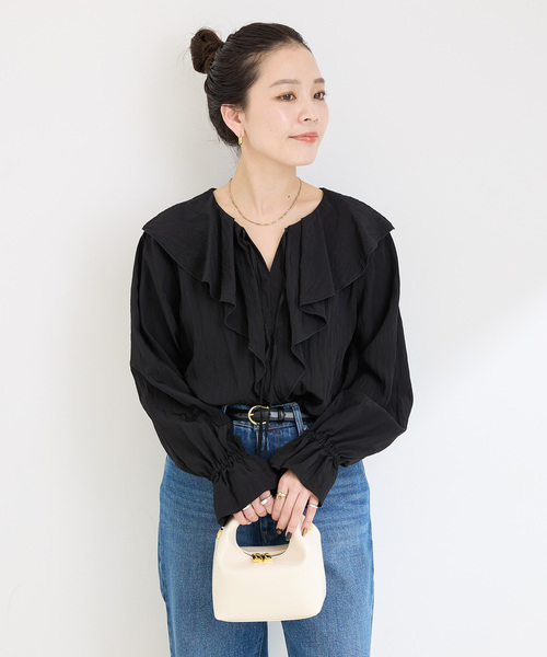 B.C STOCK（ベーセーストック）の「《追加》ラッフルカラーブラウス（シャツ/ブラウス・レディース・ホワイト/ブラック・FREE）」の19枚目の写真