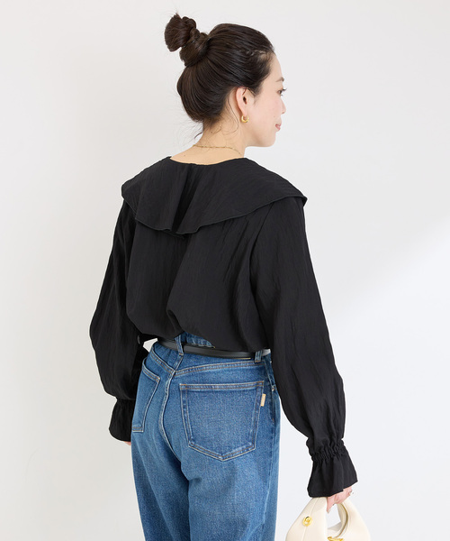 B.C STOCK（ベーセーストック）の「《追加》ラッフルカラーブラウス（シャツ/ブラウス・レディース・ホワイト/ブラック・FREE）」の18枚目の写真