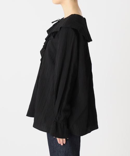 B.C STOCK（ベーセーストック）の「《追加》ラッフルカラーブラウス（シャツ/ブラウス・レディース・ホワイト/ブラック・FREE）」の4枚目の写真