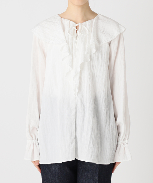 B.C STOCK（ベーセーストック）の「《追加》ラッフルカラーブラウス（シャツ/ブラウス・レディース・ホワイト/ブラック・FREE）」の13枚目の写真