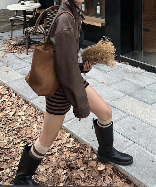 MEMECLE(メメクル)の「【 MEMECLE / メメクル 】ボーダーニットショートパンツ(その他パンツ・レディース・ホワイト/ブラウン/グレー・FREE)」の7枚目の写真