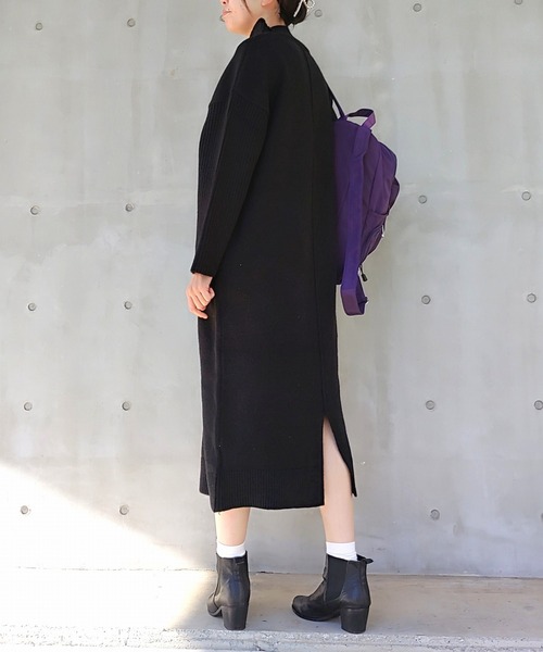 Q(キュー)の「ハイネックIラインニットワンピース(ワンピース・レディース・ホワイト系その他/ブラック・MEDIUM)」の12枚目の写真